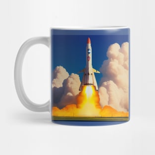 Vintage Space Rocket Launch Mug